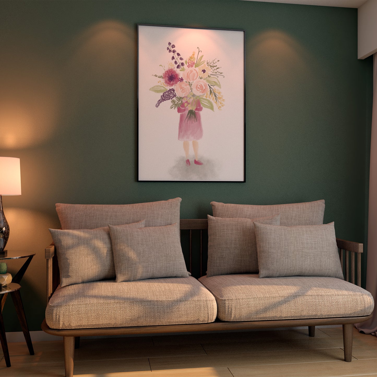 Fillette au bouquet - Cœur de graph