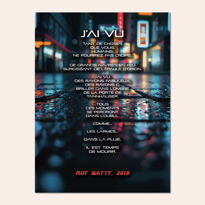 Monologue des larmes sous la pluie (Blade Runner) - Pierre Fauvet