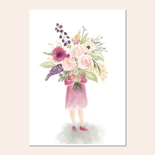 Fillette au bouquet - Cœur de graph